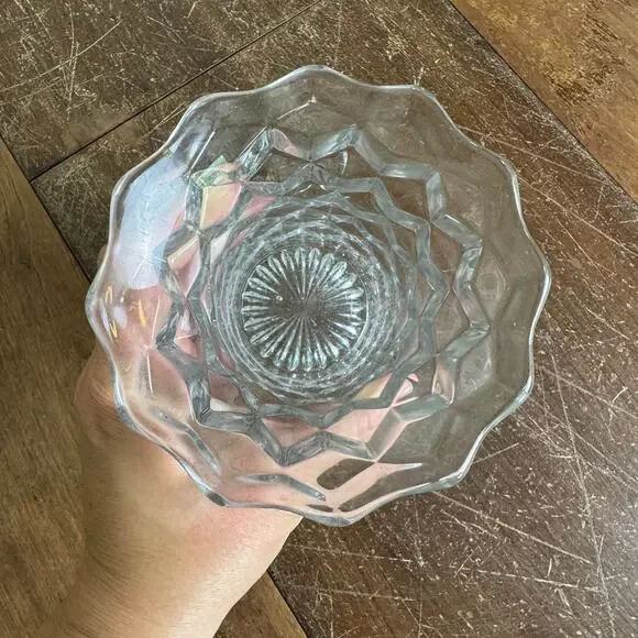 Fostoria American‎ Vintage MCM flared crystal clear glass flower vase - Picture 8 of 10